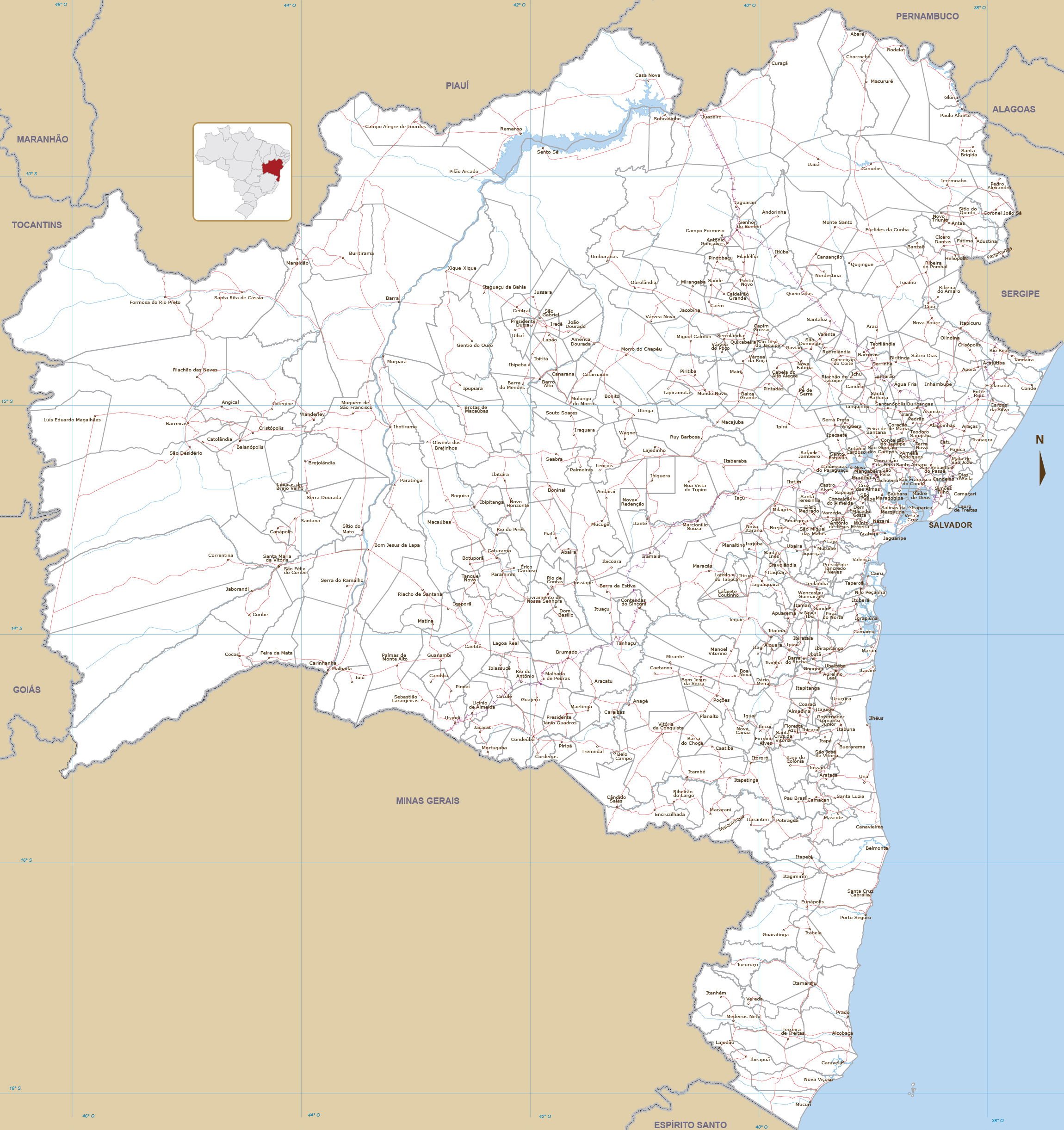 Municípios da Bahia - Mapa Político